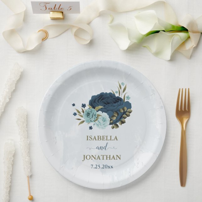 Hochzeit der hellblauen Blume Pappteller (Hochzeit)