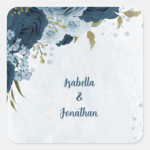 Hochzeit der hellblauen Blume Quadratischer Aufkleber