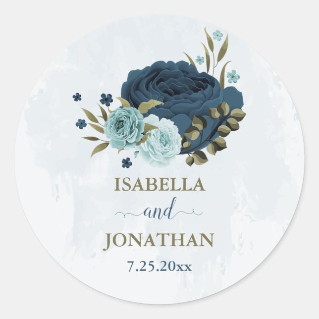 Hochzeit der hellblauen Blume Runder Aufkleber (Vorderseite)
