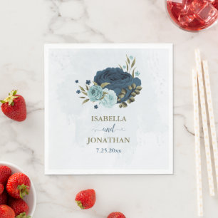 Hochzeit der hellblauen Blume Serviette