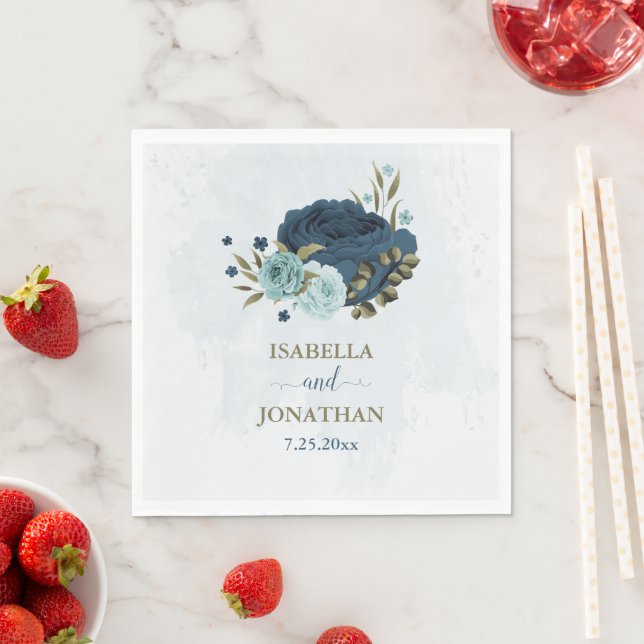 Hochzeit der hellblauen Blume Serviette (Beispiel)
