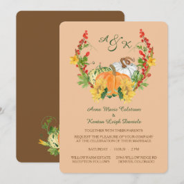 Hochzeit der Herbst-Ernte-Blumenschrift Einladung
