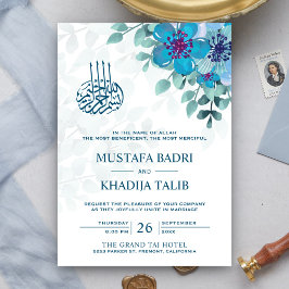 Hochzeit der islamischen Muslime im blauen Ozean Einladung