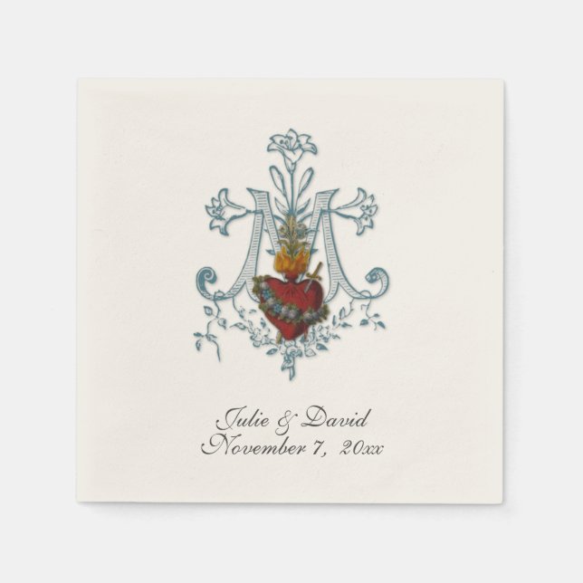 Hochzeit der katholischen Marian Cross Serviette (Vorderseite)