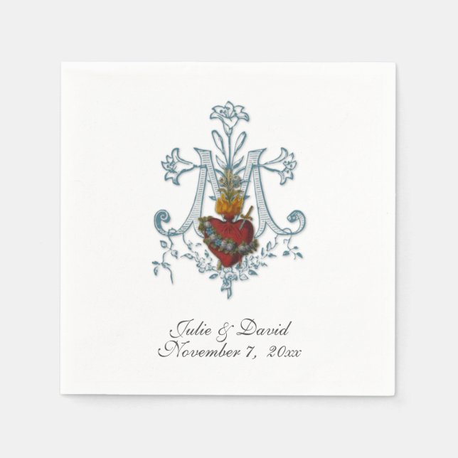 Hochzeit der katholischen Marian Cross Serviette (Vorderseite)