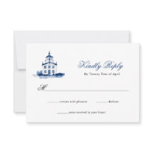 Hochzeit der Kirche von Blauen Wasserfarben RSVP