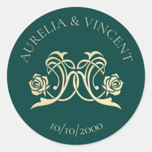 Hochzeit der königlichen mittelalterlichen Rose Runder Aufkleber