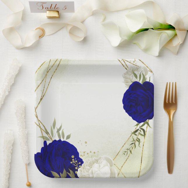 Hochzeit der königsblauen Blume Pappteller (Hochzeit)