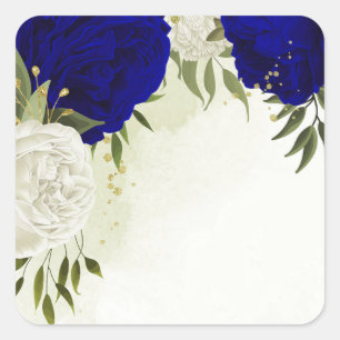 Hochzeit der königsblauen Blume Quadratischer Aufkleber