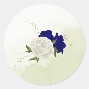 Hochzeit der königsblauen Blume Runder Aufkleber