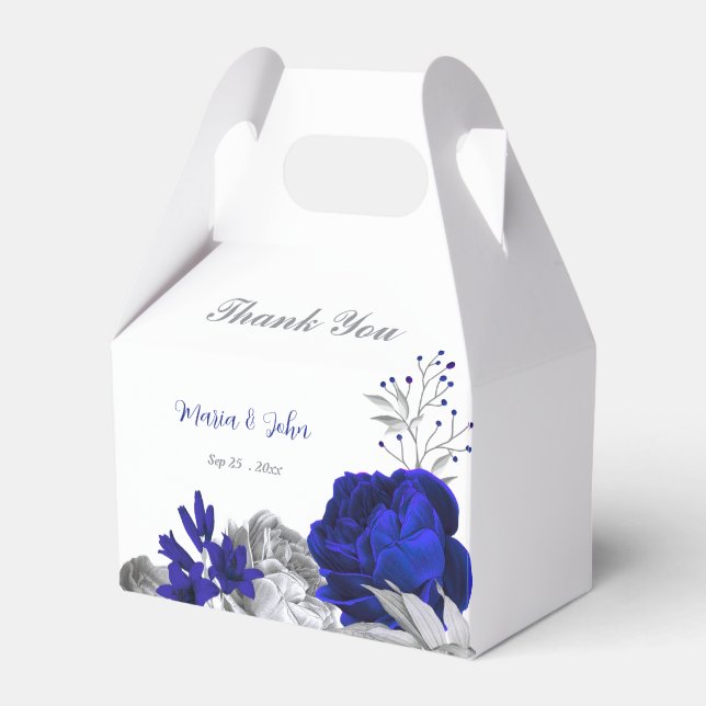 Hochzeit der königsblauen silbernen Blume Geschenkschachtel (Vorderseite)