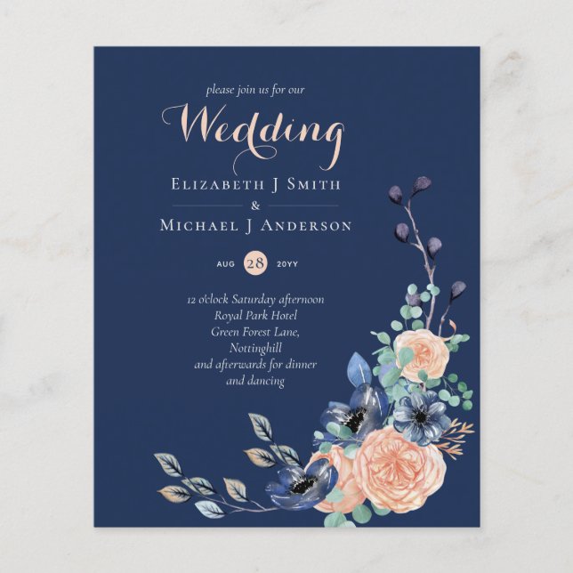 Hochzeit der Korallenflora mit niedrigem Budget Flyer (Vorne)