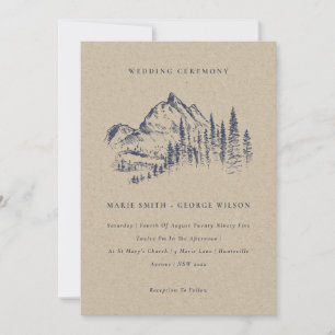 Hochzeit der Kraft Pine Woods Mountain Sketch Dankeskarte