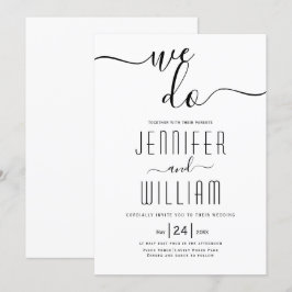 Hochzeit der kursiven Skripte "We do"-Kalligrafie Einladung