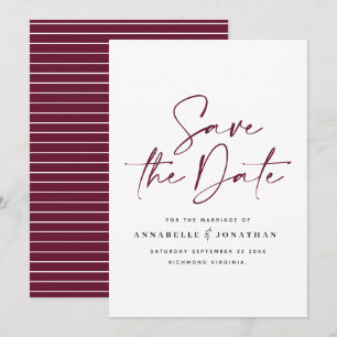 Hochzeit der lässigen Bordeaux-Senf-Typografie Save The Date