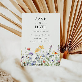 Hochzeit der lebendigen Wasserfarben-Wildblume Save The Date