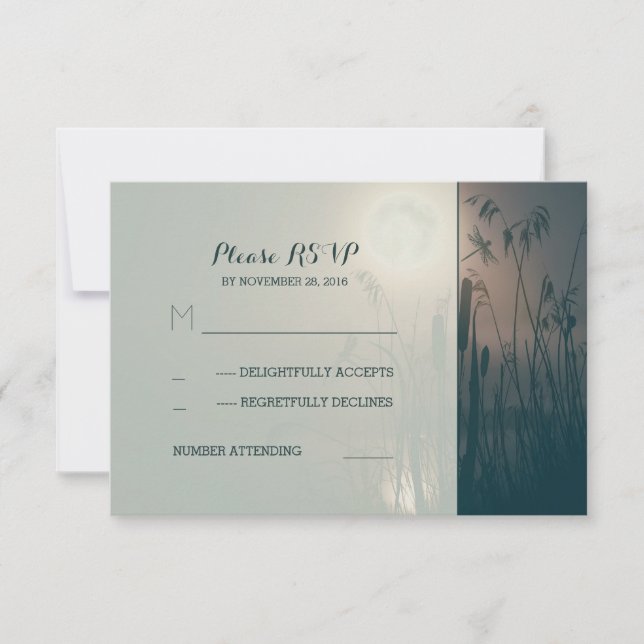 Hochzeit der Libellen und Vollmondhochzeit RSVP Karte (Vorderseite)