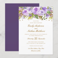 Hochzeit der lila Gold Glitzer Aquarell Rose