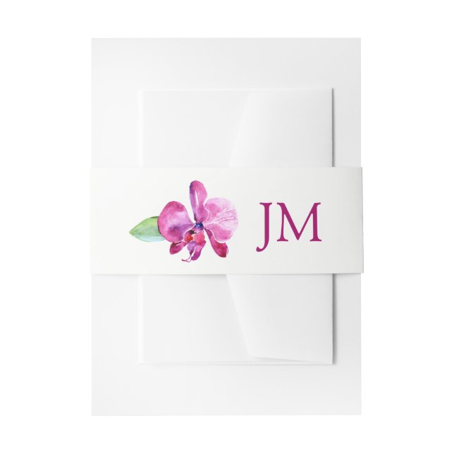 Hochzeit der Lila Orchid-Monogramm Einladungsbanderole (Vorderseite Beispiel)