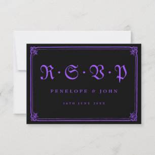 Hochzeit der Lila schwarzen Schriftzeichen RSVP Karte