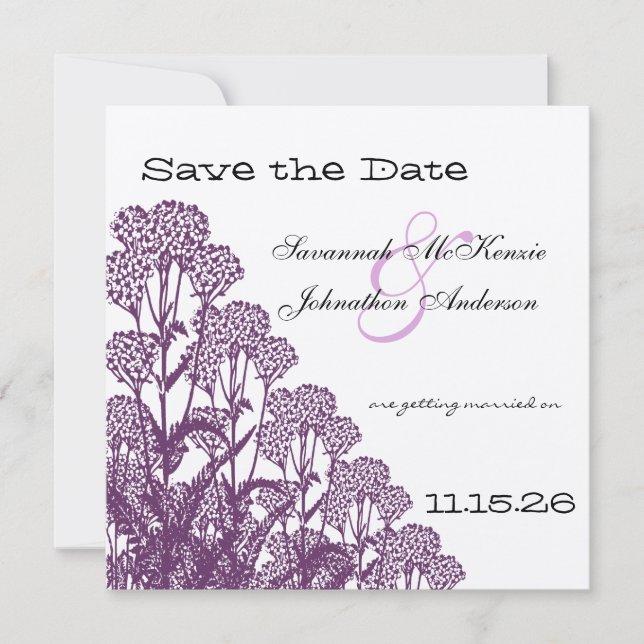 Hochzeit der lila wilden Blume Einladung (Vorderseite)