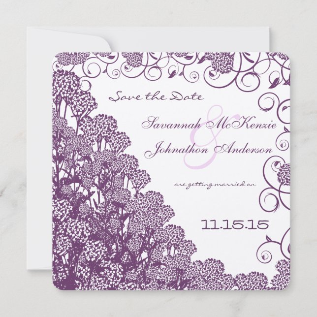 Hochzeit der lila wilden Blume Einladung (Vorderseite)