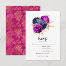 Hochzeit der Magenta Navy und Gold Floral