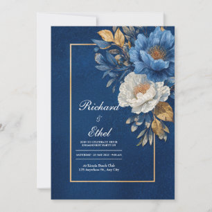 Hochzeit der Marine und der Gold Floral Einladung