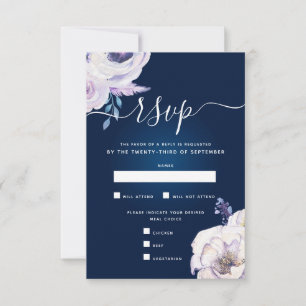 Hochzeit der Marine und der Lilac-Rose RSVP Karte
