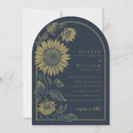 Hochzeit der Marine und der Sonnenblumen Einladung