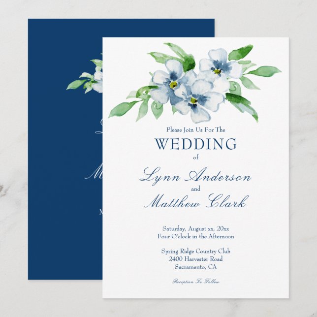 Hochzeit der Marine und der Weißen Flora Einladung (Vorne/Hinten)