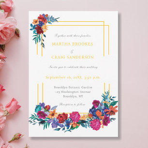 Hochzeit der mexikanischen Fiesta Blume Watercolor Einladung
