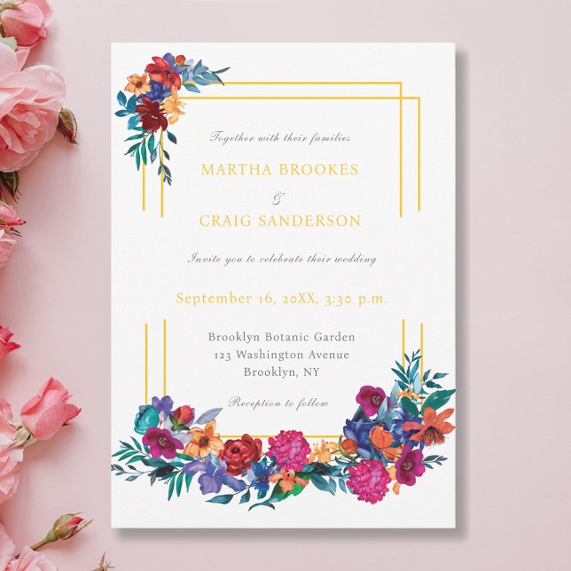 Hochzeit der mexikanischen Fiesta Blume Watercolor Einladung (Von Creator hochgeladen)