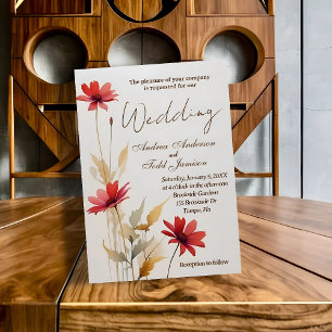 Hochzeit der Minimalistischen Blume Aquarell Einladung