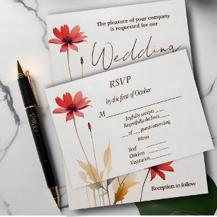 Hochzeit der Minimalistischen Blume Aquarell RSVP Karte