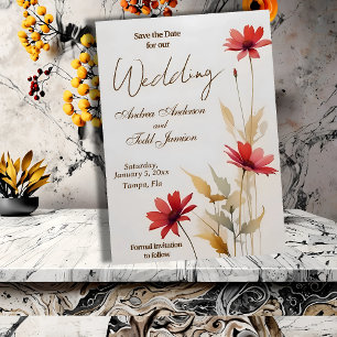 Hochzeit der Minimalistischen Blume Aquarell Save The Date