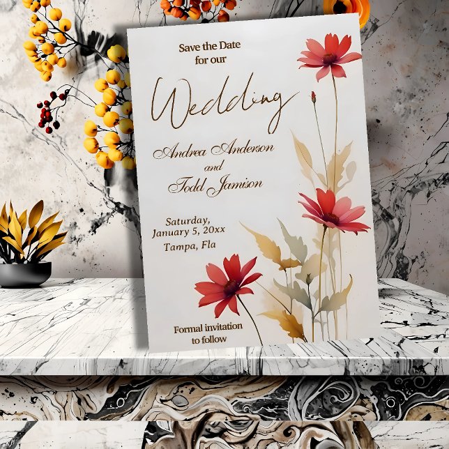 Hochzeit der Minimalistischen Blume Aquarell Save The Date (Von Creator hochgeladen)