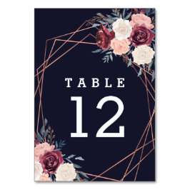 Hochzeit der modernen Burgundy-Floral Geometric Na Tischnummer