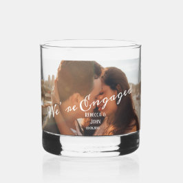 Hochzeit der modernen Foto-Kalligrafie-Verlobung Whiskyglas