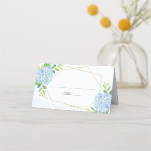 Hochzeit der modernen geometrischen Blauen Hydrang Platzkarte