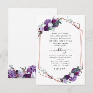 Hochzeit der modernen geometrischen Lila botanisch Einladung
