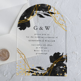 Hochzeit der modernen geometrischen Schwarzen Flor Acryleinladungen