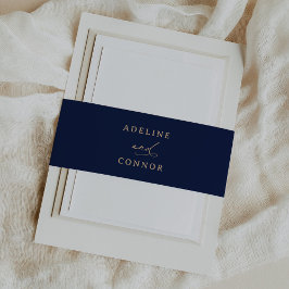 Hochzeit der modernen Marine und Gold Calligraphy Einladungsbanderole