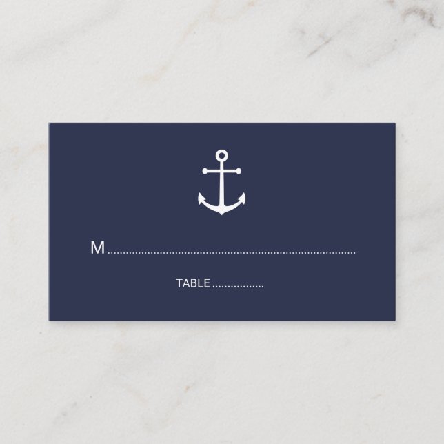 Hochzeit der modernen Nautic Navy Platzkarte (Vorderseite)