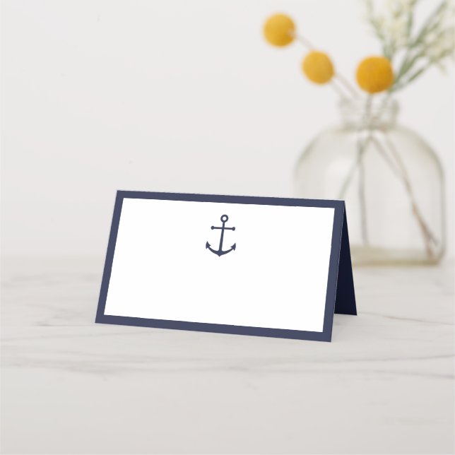 Hochzeit der modernen Nautic Navy Platzkarte (Vorderseite)