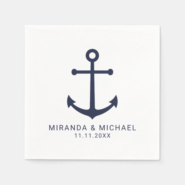 Hochzeit der modernen Nautic Navy Serviette (Vorderseite)