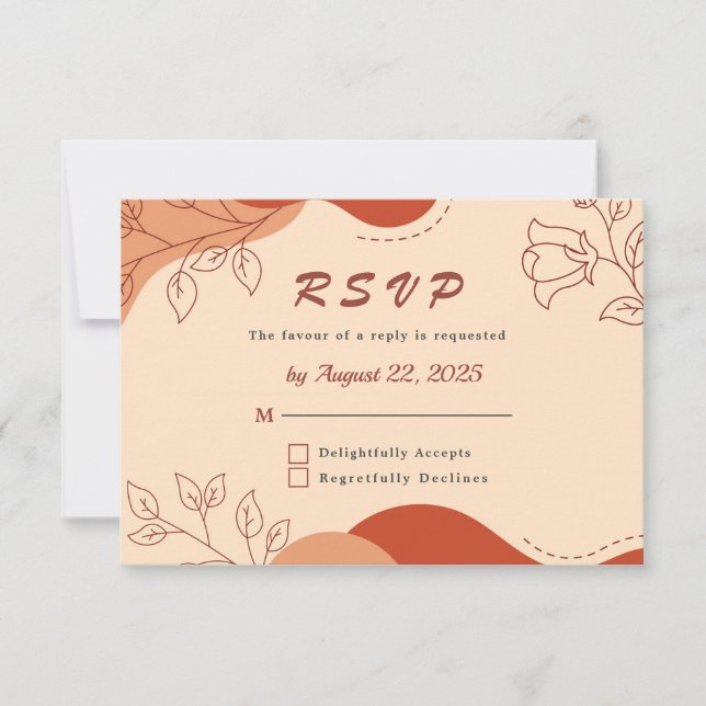 Hochzeit der modernen Terracotta Earth Tones Flora RSVP Karte (Vorderseite)
