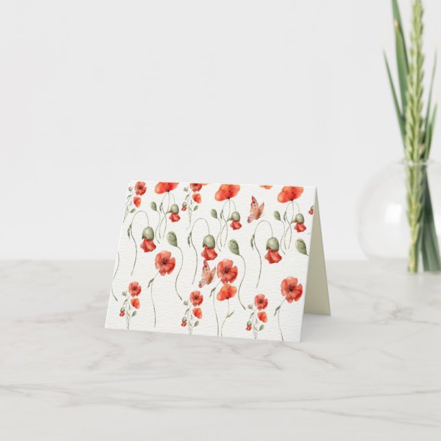 Hochzeit der Mohnblume Rote Wildblumen Dankeskarte (Vorderseite)