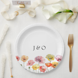 Hochzeit der Mohnblüte Pappteller