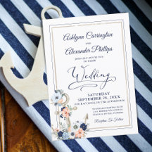 Hochzeit der Nautic Elegant Floral Anchor Navy Pea